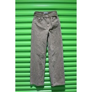 Pull&Bear High Waisted Wide Leg Jeans Khaki Tan Denim Size 0 EUR 32